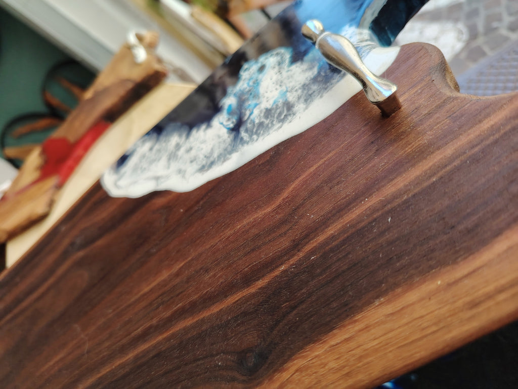 Vassoio In Legno Massello di NOCE e Resina