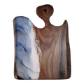 Tagliere Artigianale Noce e Resina Blu con Design Onde Marine